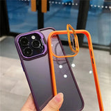Metal Ring Glass Lens Film Transparent PC Case For IPhone