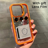 Metal Ring Glass Lens Film Transparent PC Case For IPhone