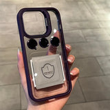 Metal Ring Glass Lens Film Transparent PC Case For IPhone