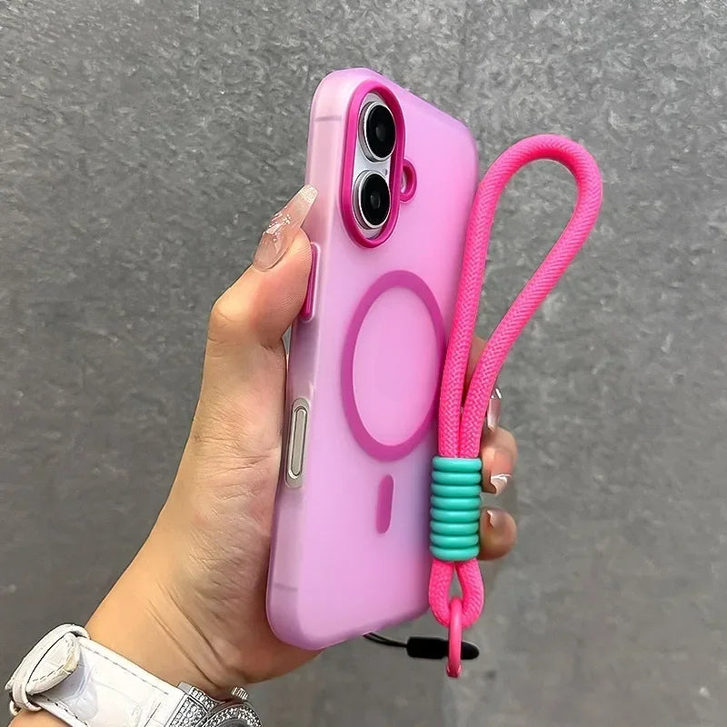 Candy Color Contrast Lanyard Case for iPhone