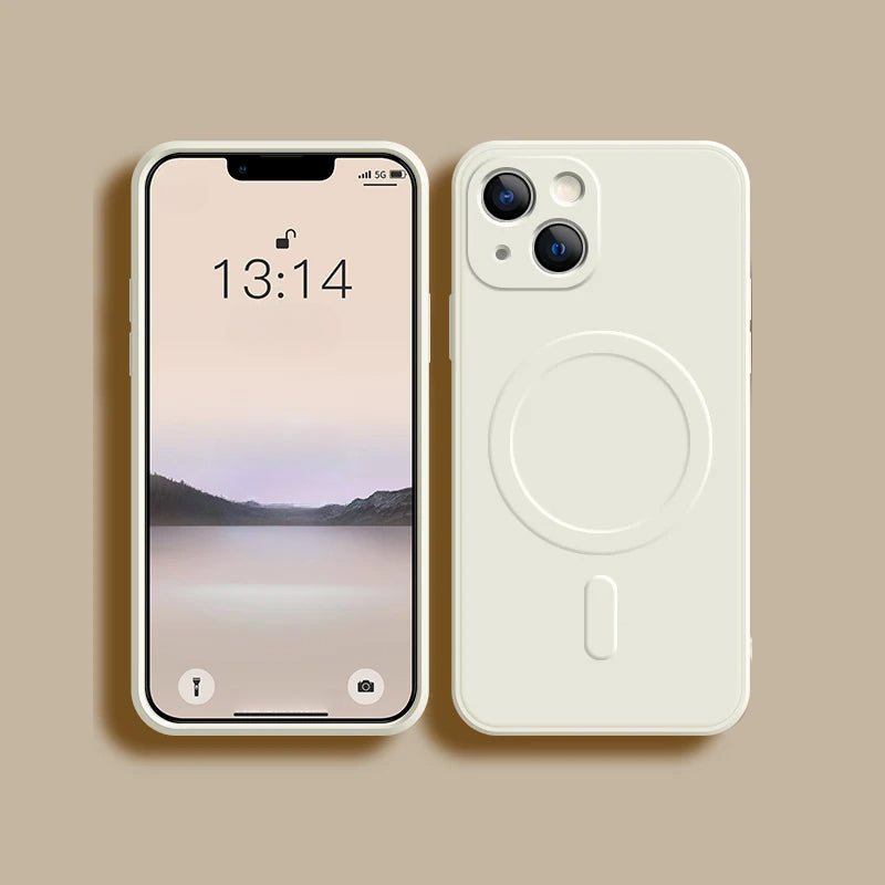 Magnetic Wireless Charging Soft Liquid Silicone Case For IPhone