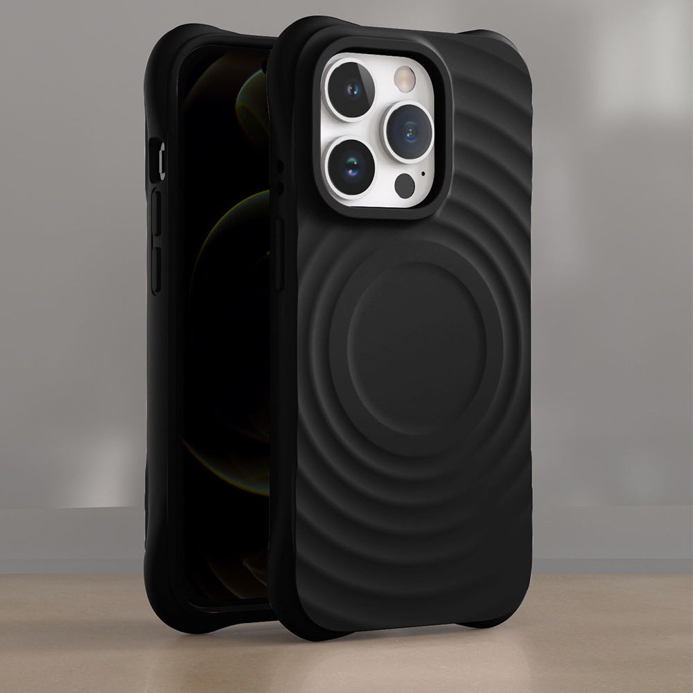 Liquid Silicone Wave Pattern Magsafe Phone Case For iPhone