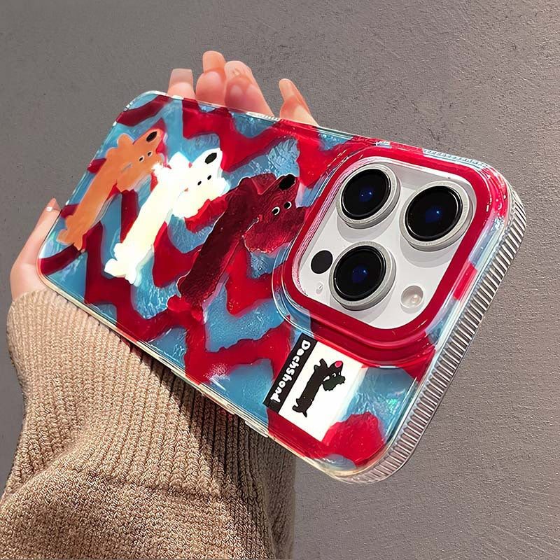 Cartoon Striped Sausage Dog Phone Case For iPhone