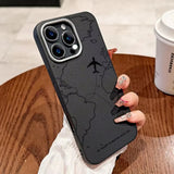 Airplane Lichee Design Leather Case For iPhone
