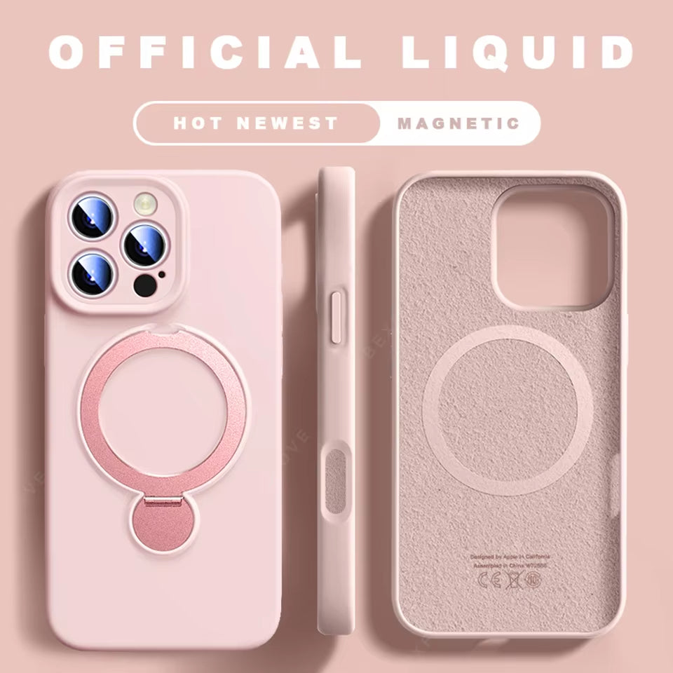 Liquid Silicone Magnetic Stand Phone Case For iPhone