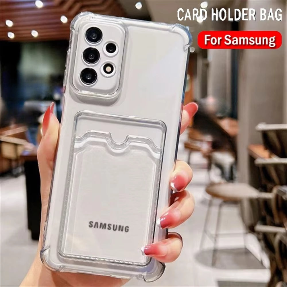 Card Bag Wallet Clear Phone Case For Samsung Galaxy