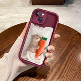 Candy Color Cute Cat Phone Matte Shockproof Case For iPhone