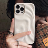 Ins Wine Red 3D Pleats Wrinkle Phone Case for iPhone