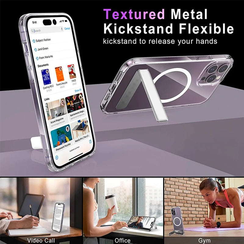 Magnetic Clear Magsafe with Kickstand Case for iPhone