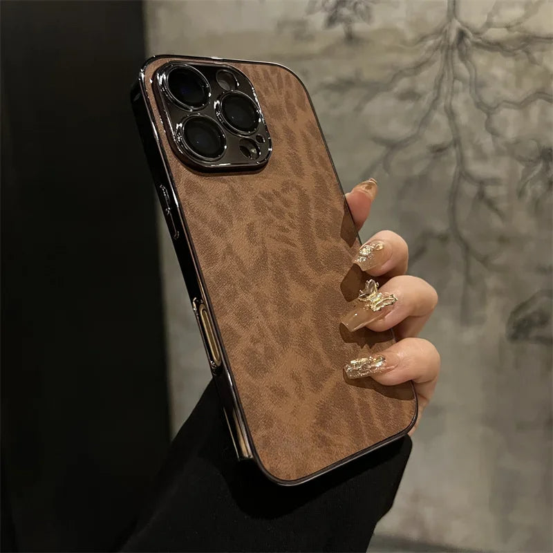 Leopard Texture Leather Case For iPhone