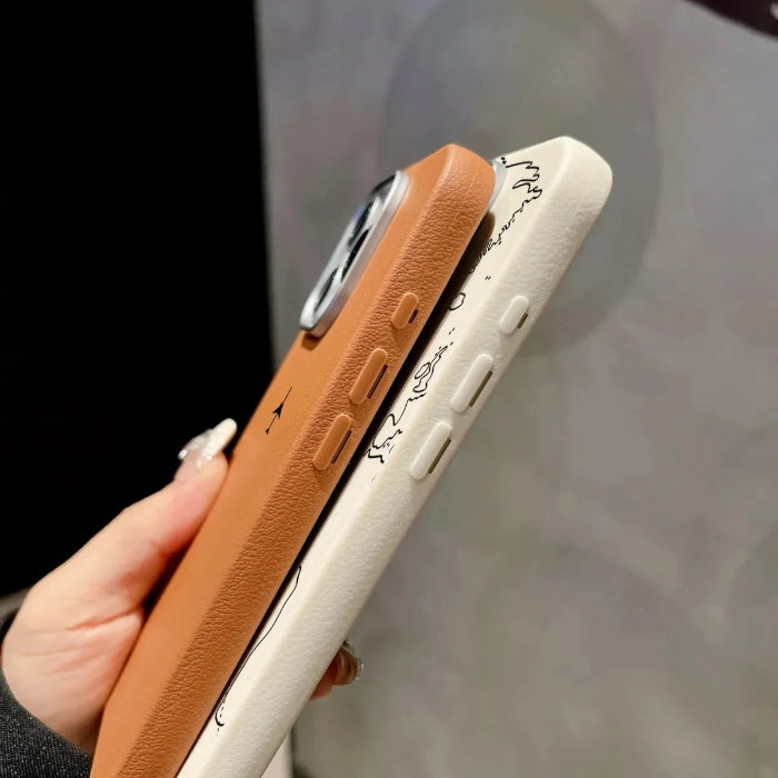 Airplane Lichee Design Leather Case For iPhone