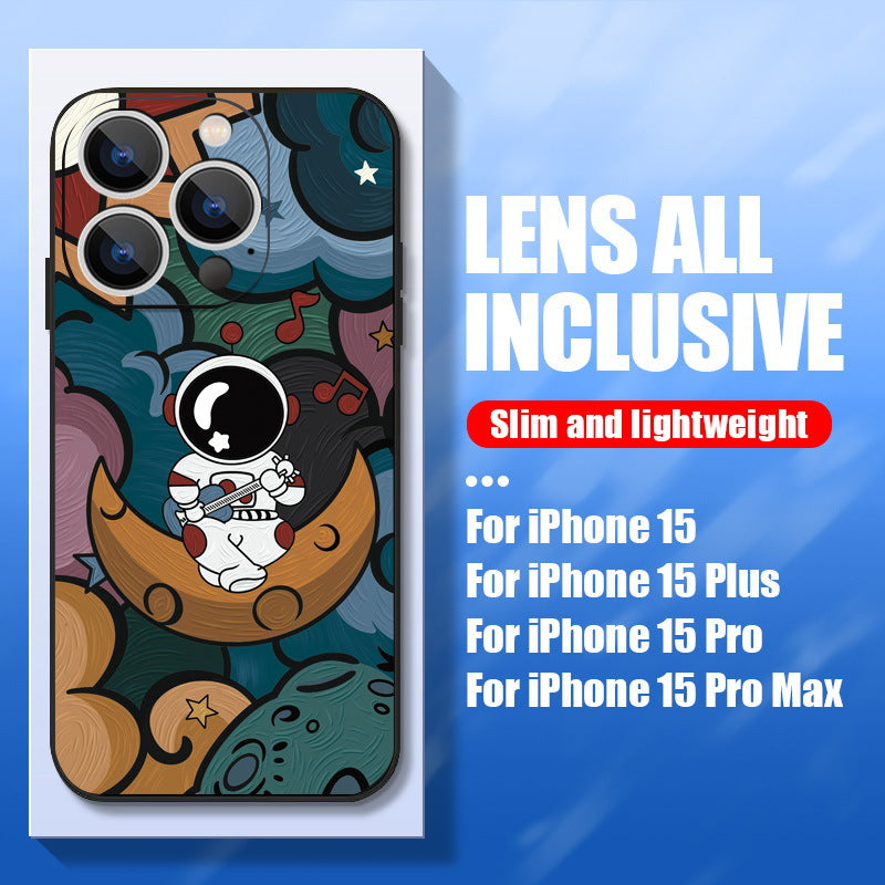 Glass Cute Space Astronaut Case For iPhone
