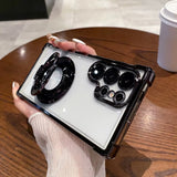 Luxury Magnetic Plating Stand Shockproof Clear Case For Samsung