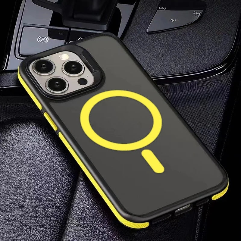 Magnetic Matte Translucent Armor Shockproof Case For iPhone