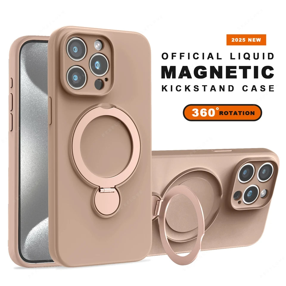 Liquid Silicone Magnetic Stand Phone Case For iPhone