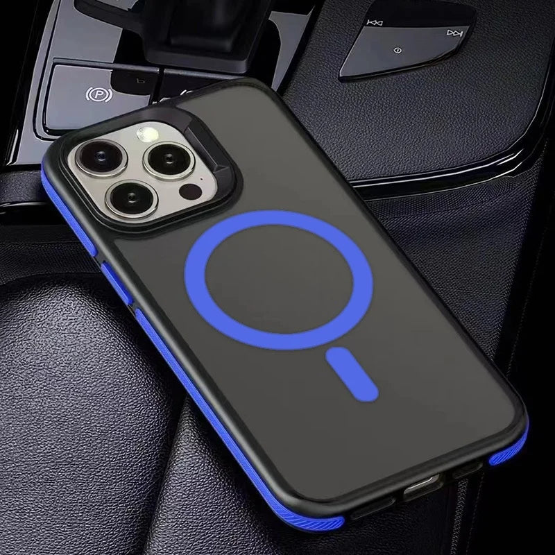 Magnetic Matte Translucent Armor Shockproof Case For iPhone