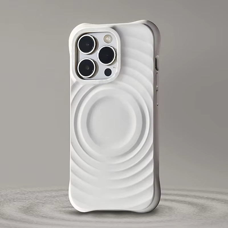 Liquid Silicone Wave Pattern Magsafe Phone Case For iPhone