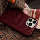 Ins Wine Red 3D Pleats Wrinkle Phone Case for iPhone