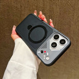 Magnetic Carbon Fiber Kickstand Case for iPhone