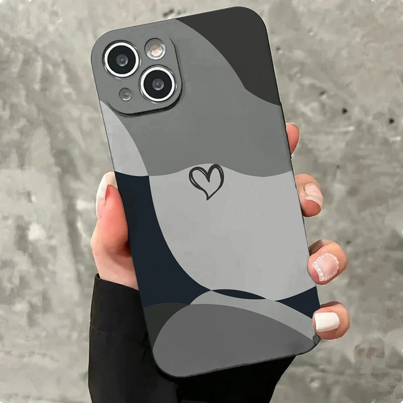 Colorful Love Heart Soft Silicone Phone Case for iPhone