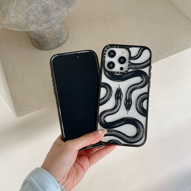 Full Screen Dragon Totem Black Snake Shockproof Case For iPhone