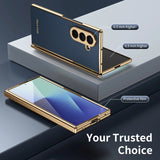 Full Cover Leather Case With Screen Tempered Glass for Samsung