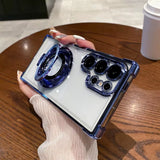Luxury Magnetic Plating Stand Shockproof Clear Case For Samsung
