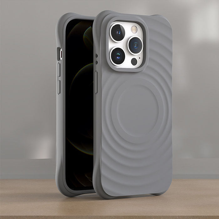 Liquid Silicone Wave Pattern Magsafe Phone Case For iPhone