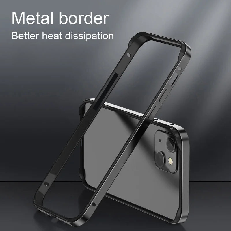 Hybrid Silicone Frame Aluminum Metal Phone Case For iPhone