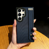 Tech Fabric Magnetic Wrist Strap Kickstand Case for Samsung