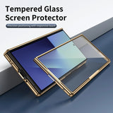 Full Cover Leather Case With Screen Tempered Glass for Samsung