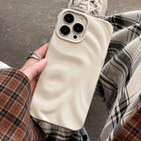 Ins Wine Red 3D Pleats Wrinkle Phone Case for iPhone