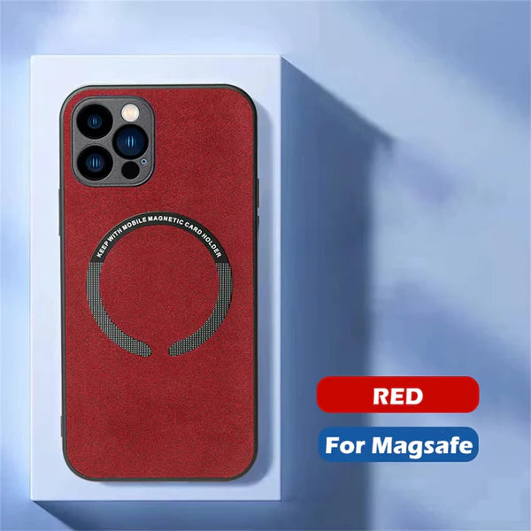 Luxury Suede Leather For Magsafe Magnetic Case For iPhone
