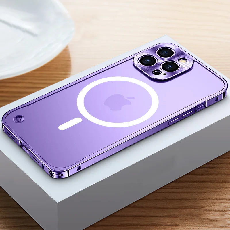 Magsafe Magnetic Metal Aluminum Alloy Translucent Case For iPhone