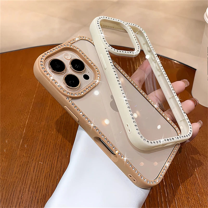 Luxury Bling Rhinestone Diamond Transparent Case For iPhone