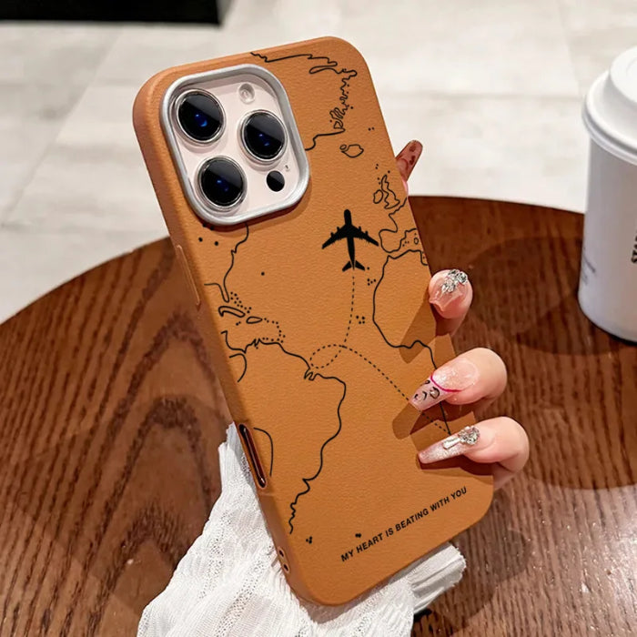 Airplane Lichee Design Leather Case For iPhone
