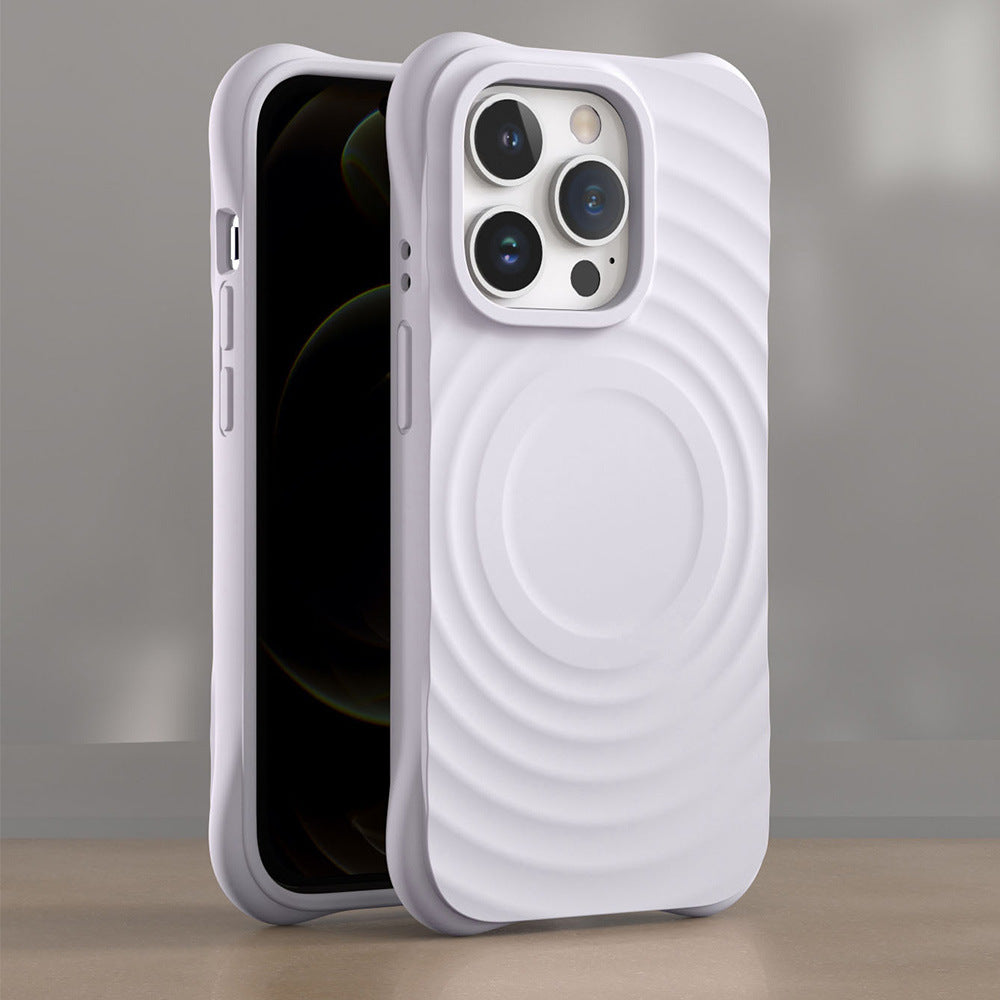 Liquid Silicone Wave Pattern Magsafe Phone Case For iPhone