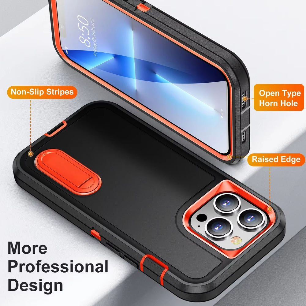 Heavy Duty Shockproof Anti-Scratch Rugged Protective with Kickstand Case For iPhone