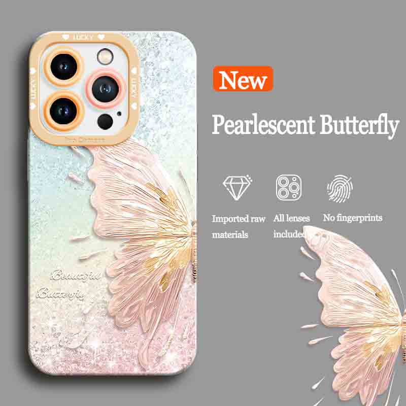 Pearlescent Butterfly Silicone Phone Case For iPhone
