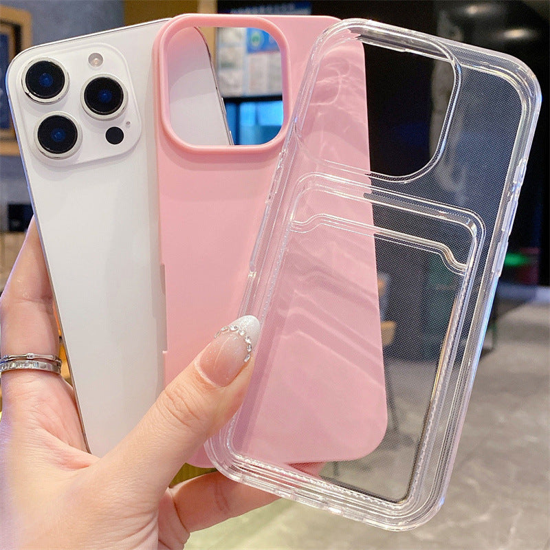 Luxury 2in1 Card Bag Candy Phone Case For iPhone