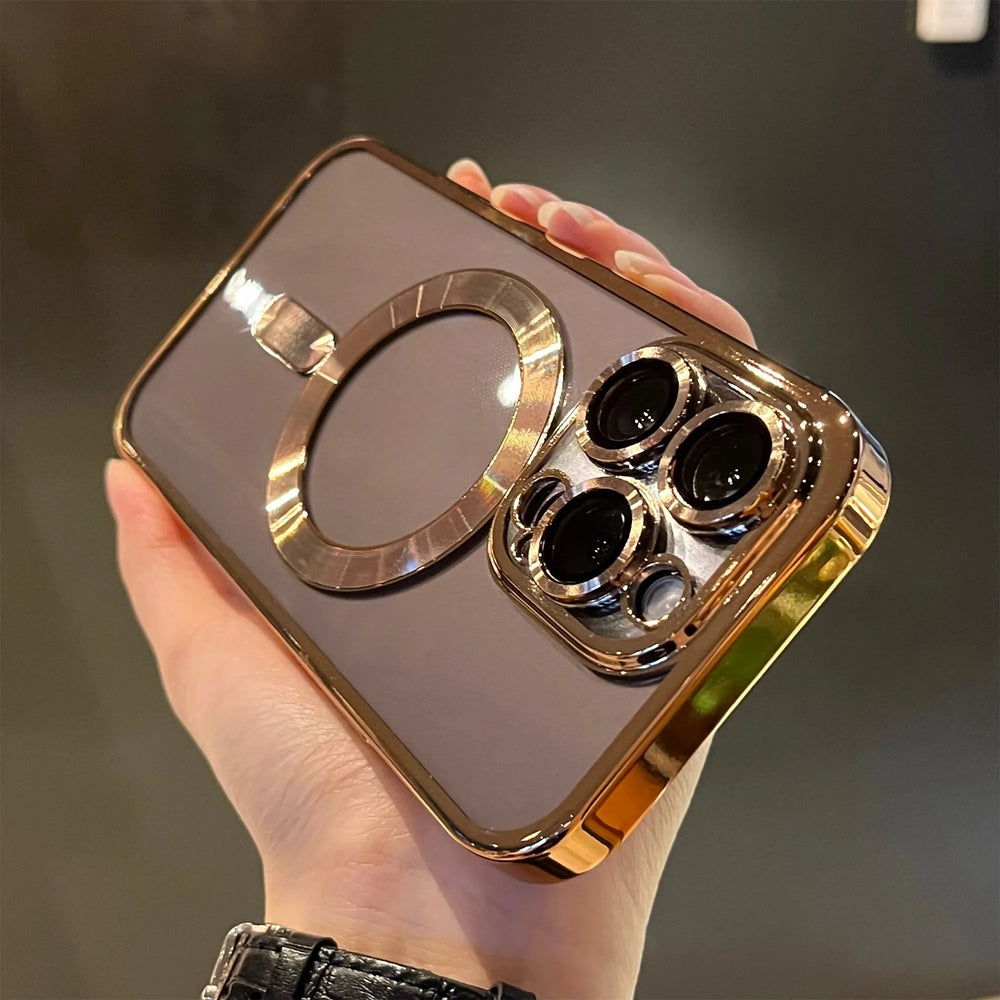 Luxury Magnetic Plating Clear Shockproof Silicone Case For iPhone