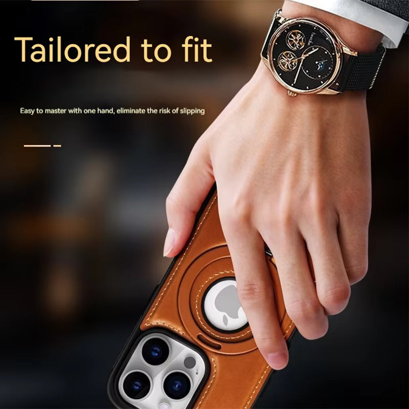 Luxury Magnetic Stand Ring PU Leather Phone Case For iPhone