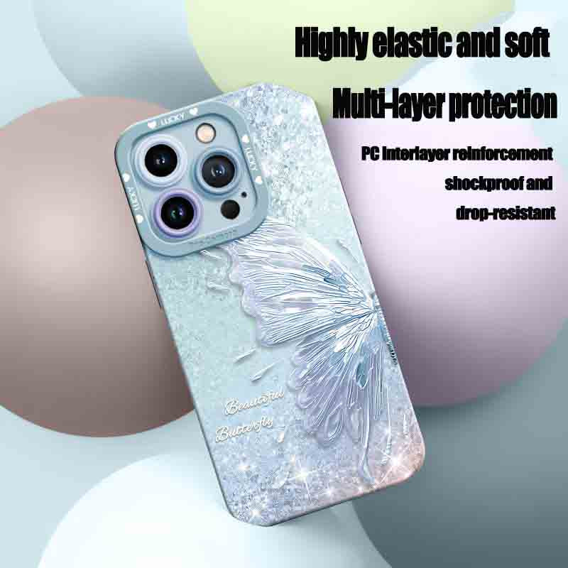 Pearlescent Butterfly Silicone Phone Case For iPhone