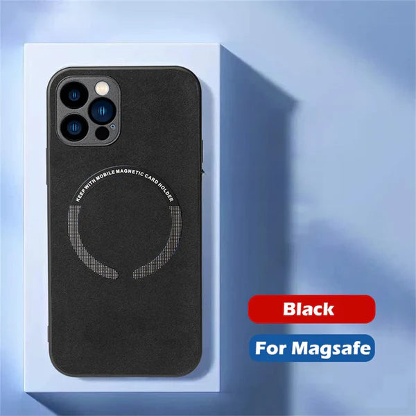 Luxury Suede Leather For Magsafe Magnetic Case For iPhone