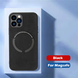 Luxury Suede Leather For Magsafe Magnetic Case For iPhone