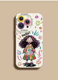 Creative Graffiti Cute Girl Liquid Silicone Phone Case for iPhone