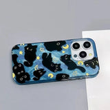 Cute Black Cats Double Layers Wrist Chain Phone Case for iPhone