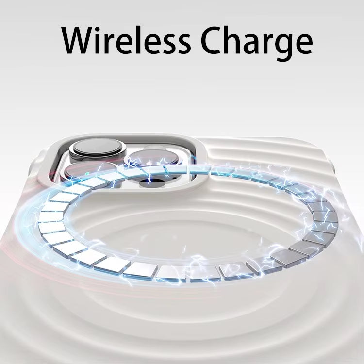 Liquid Silicone Wave Pattern Magsafe Phone Case For iPhone