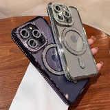 New Fashion Glitter Diamond Transparent Magnetic Case For iPhone
