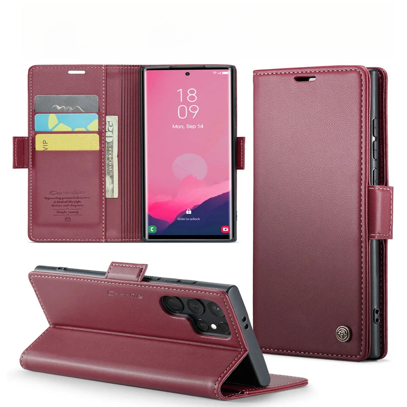 Luxury Business Leather Wallet Flip Case for Samsung
